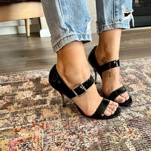 Paolo Black Patent Leather "Grethen" strappy Heels